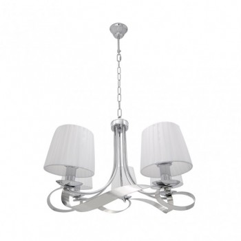 Distribuidor - Lâmpadas Diversas | Lâmpadas Clássicas | LAMPARA BAEZA 5XE14 CROMO PANTALLA BLANCA REGX55X55 CM Ref: 201955020